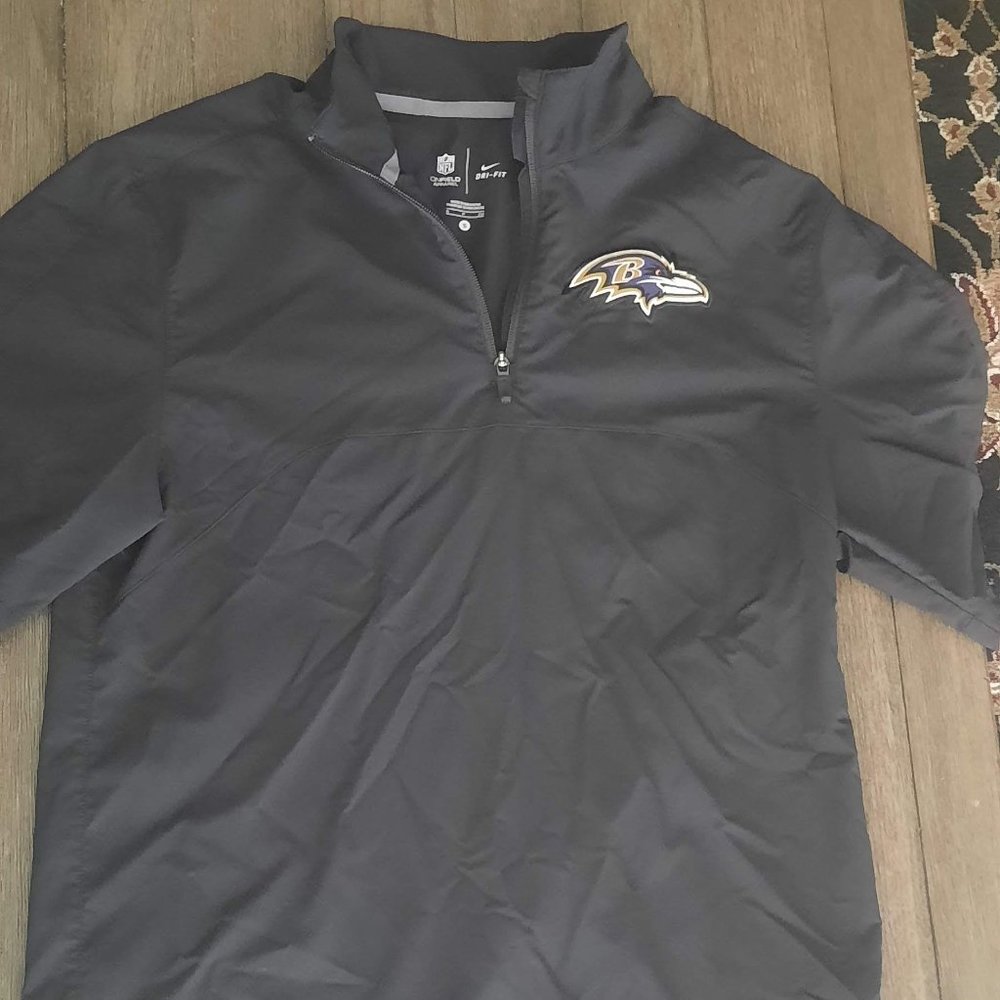 Nike Size S Baltimore Ravens Pullover Jacket Men Dri-Fit Black Athletic 1/4 Zip
